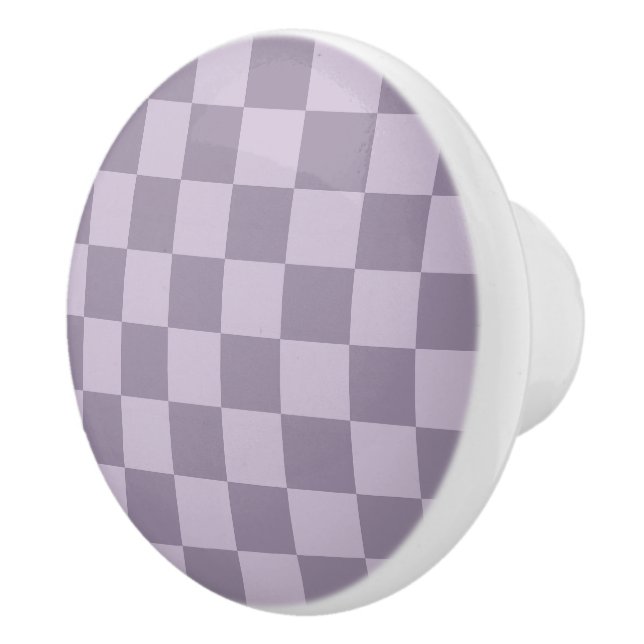 Bouton De Porte En Céramique Minimalist Soft Lavender Checkerboard Pattern  (Droite)