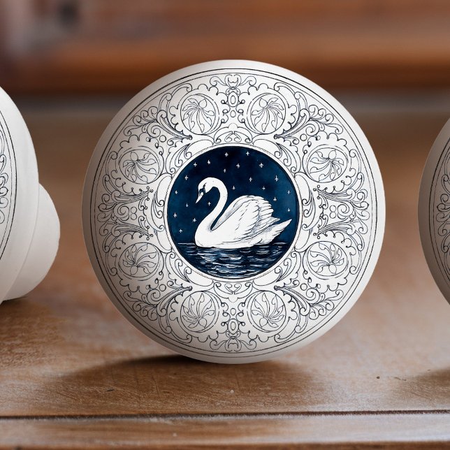 Bouton De Porte En Céramique Mintons Swan British Royal Blue Victorian (Créateur téléchargé)