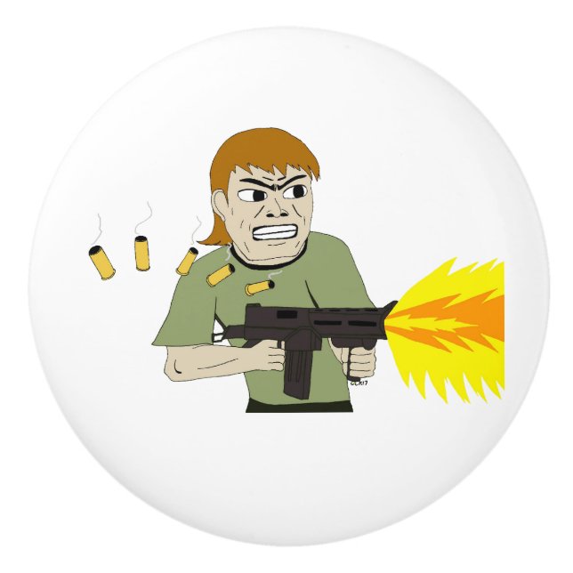 Bouton De Porte En Céramique mitrailleuse (Devant)