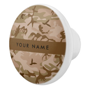 Bouton De Porte En Céramique Modèle de camouflage du désert, Votre nom, Personn