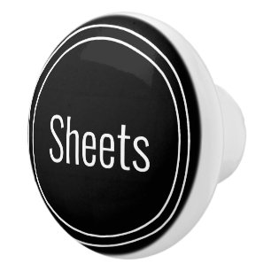 Bouton De Porte En Céramique Modèle de texte noir et blanc