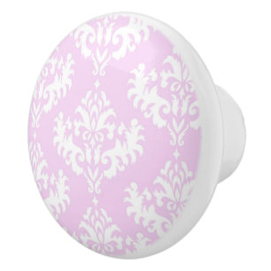 Bouton De Porte En Céramique Modèle Fille rose Damas