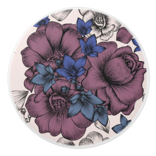 Bouton De Porte En Céramique Modèle floral