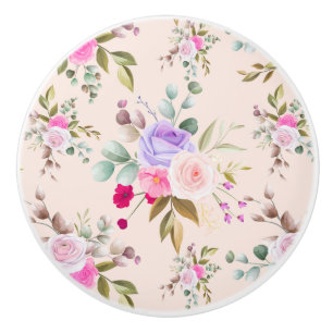 Bouton De Porte En Céramique Modèle floral