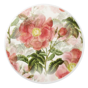 Bouton De Porte En Céramique Modèle floral de Camellia rose