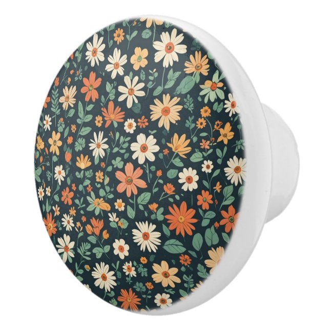 Bouton De Porte En Céramique Modèle floral simple (Droite)