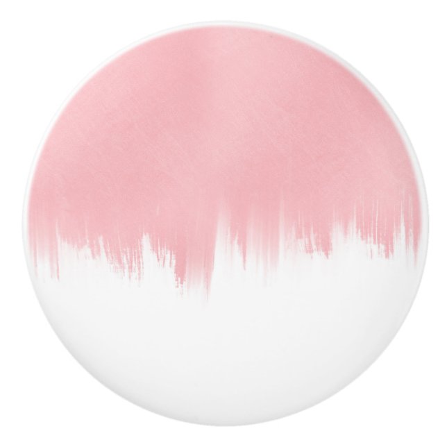 Bouton De Porte En Céramique Modern Pink Brush strokes white Design (Devant)