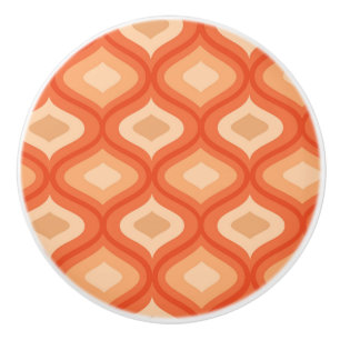 Bouton De Porte En Céramique Moderne ogee orange et beige du milieu du siècle  