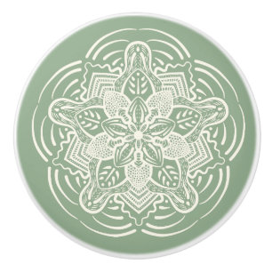 Bouton De Porte En Céramique Moderne Sage Pays Ferme Ivory Mandala
