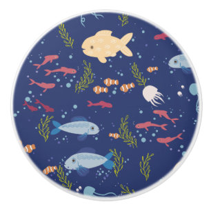 Bouton De Porte En Céramique Monde sous-marin