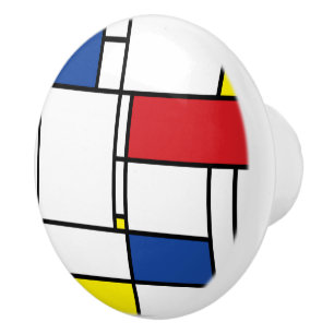 Bouton De Porte En Céramique Mondrial Minimaliste Géométrique De Stijl Art Mode