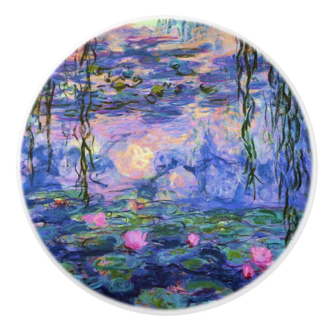 Bouton De Porte En Céramique Monet Water Lilies Art (Devant)