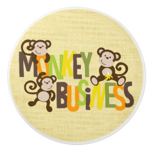 Bouton De Porte En Céramique Monkey Business