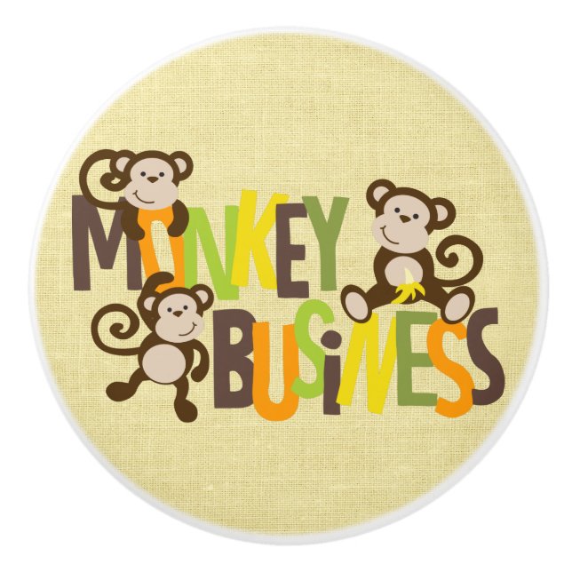 Bouton De Porte En Céramique Monkey Business (Devant)