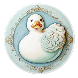 Bouton De Porte En Céramique Monnaie Bleu Blanc Cube Caoutchouc Canard Canard S