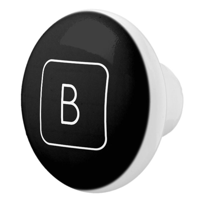 Bouton De Porte En Céramique Monogram de Styled | White & Black (Droite)