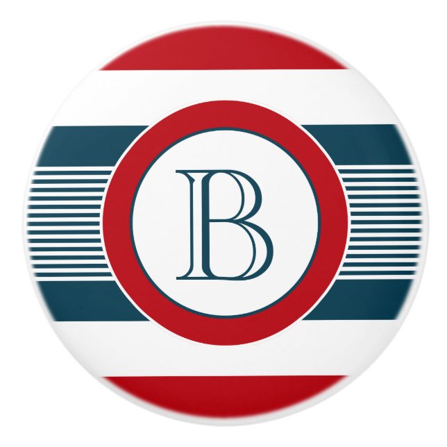Bouton De Porte En Céramique Monogram design (Devant)