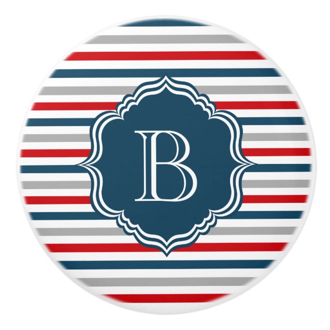 Bouton De Porte En Céramique Monogram design (Devant)