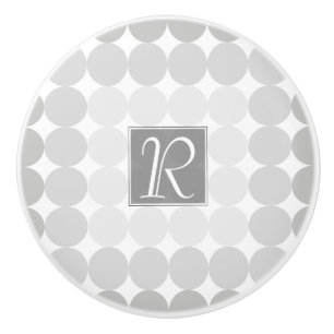 Bouton De Porte En Céramique Monogramme Cercles Gris Moderne