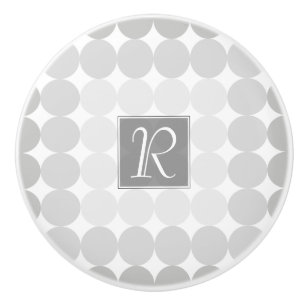 Bouton De Porte En Céramique Monogramme Cercles Gris Moderne