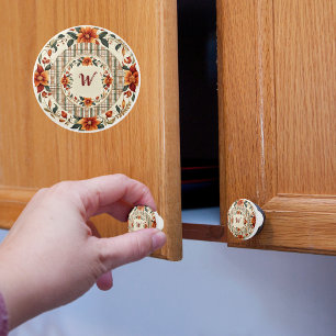 Bouton De Porte En Céramique Monogramme Couleurs d'Automne
