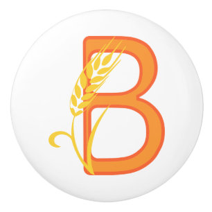 Bouton De Porte En Céramique monogramme floral B lettre majuscule