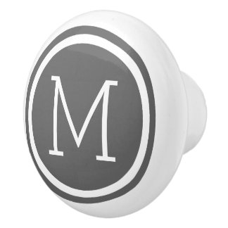 Bouton De Porte En Céramique Monogramme Gris de charbon de bois Feu de tiroir p