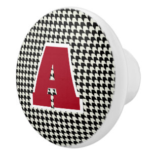 Bouton De Porte En Céramique monogramme Houndstooth