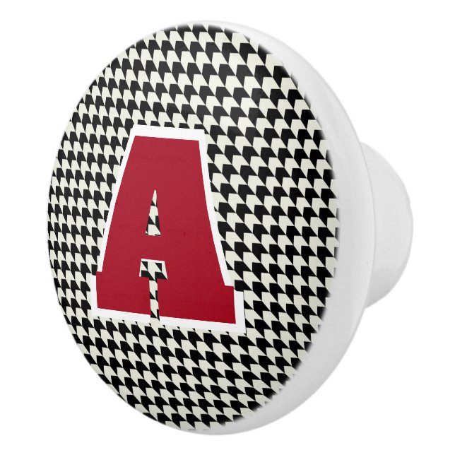 Bouton De Porte En Céramique monogramme Houndstooth (Droite)