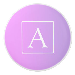 Bouton De Porte En Céramique Monogramme simple Ombre subtil rose/violet