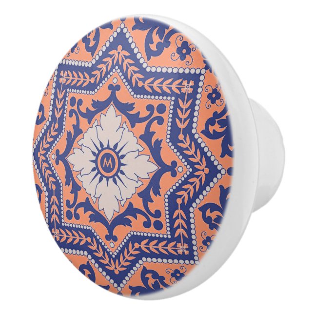 Bouton De Porte En Céramique Monogramme transparent Azulejo Style Ceramic Knob (Droite)