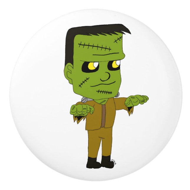 Bouton De Porte En Céramique monstre chibi (Devant)