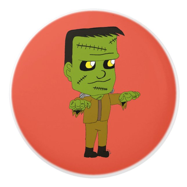 Bouton De Porte En Céramique monstre chibi (Devant)