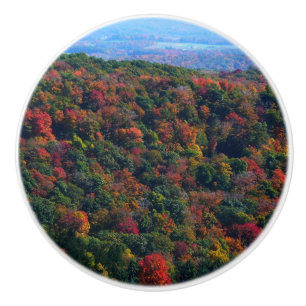 Bouton De Porte En Céramique Montagnes Appalaches en automne