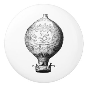 Bouton De Porte En Céramique Montgolfier Vintage à air chaud ballon sur blanc