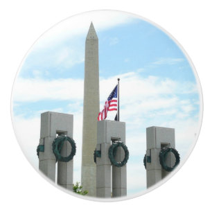 Bouton De Porte En Céramique Monument à Washington et mémorial 2ÈME GUERRE MOND