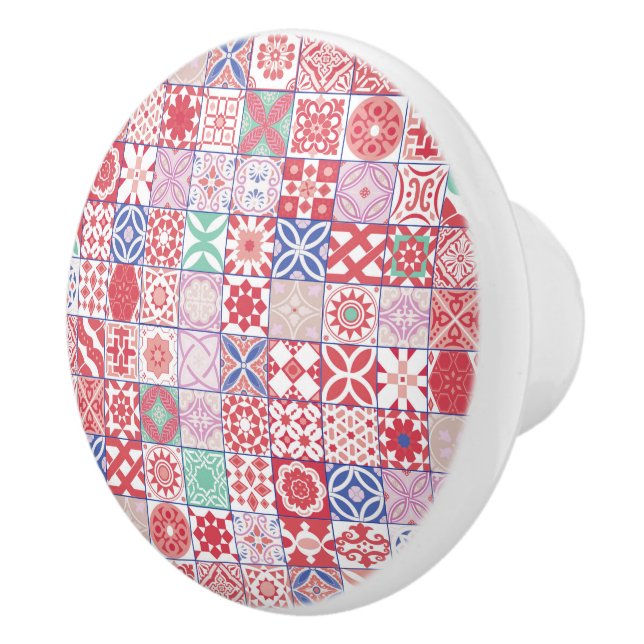 Bouton De Porte En Céramique Moroccan rouge (Droite)