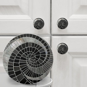 Bouton De Porte En Céramique Mosaic Wave Spirale - Marbre et Perle
