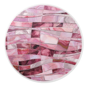 Bouton De Porte En Céramique Mosaic Waves - Marbre Rose Abstrait