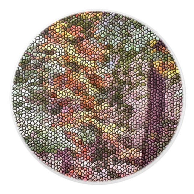 BOUTON DE PORTE EN CÉRAMIQUE MOSAÏQUE ARBRE (Devant)
