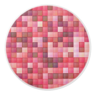 Bouton De Porte En Céramique Mosaïque de carreaux rose et violet