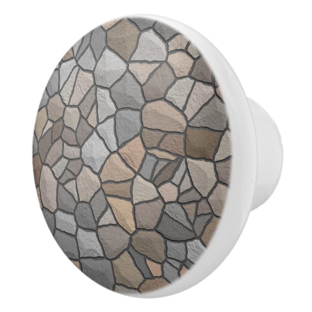 Bouton De Porte En Céramique Mosaïque de pierre rustique Beige Brown Rock extér (Droite)