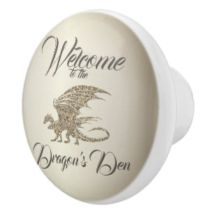 Bouton De Porte En Céramique Mosaïque Extraordinaire Dragon Golden Welcome