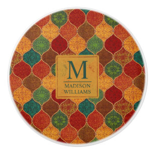 Bouton De Porte En Céramique Mosaique géométrique marocaine sans couture Motif