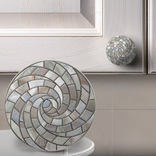 Bouton De Porte En Céramique Mosaïque Spirale en Nacre