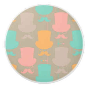 Bouton De Porte En Céramique Motif 2 de moustache