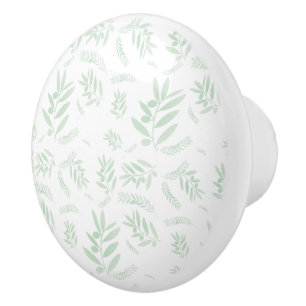 Bouton De Porte En Céramique Motif à branche d'olivier naturel
