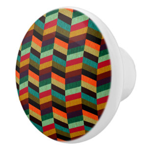 Bouton De Porte En Céramique Motif à carreaux bicolores colorés