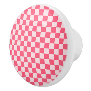 Bouton De Porte En Céramique Motif à carreaux en sorbet de flamingo