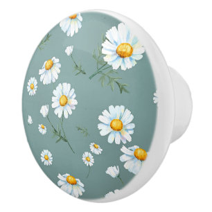 Bouton De Porte En Céramique Motif à fleurs Chamomile